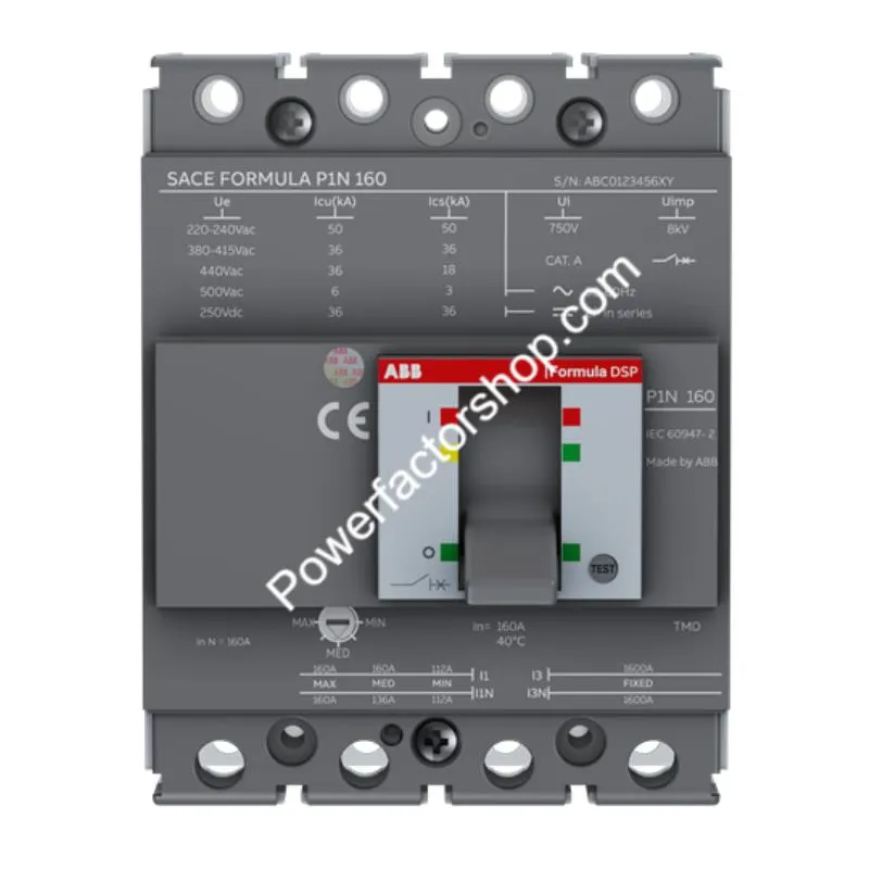 ABB 4pole (4p / fp) 36KA DSP FORMULA TM BASED MCCB P1N160 TMD FF